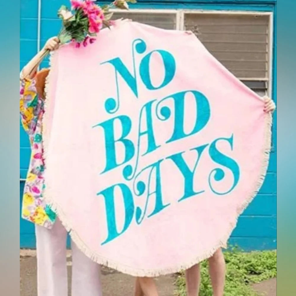 ban.do Pink and Blue Giant Circle Towel - No Bad Days